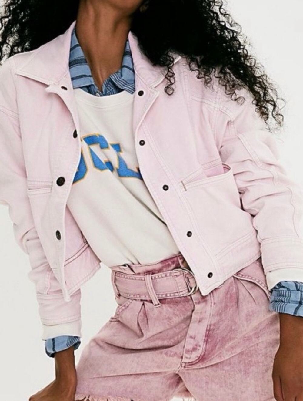 Free People We The Free Star Crossed Denim Jacket , Size M